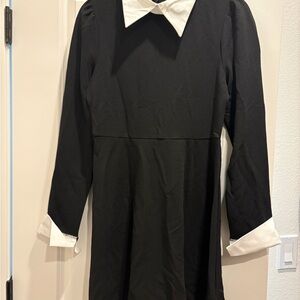 Classic Black and White Collar Womens Dress